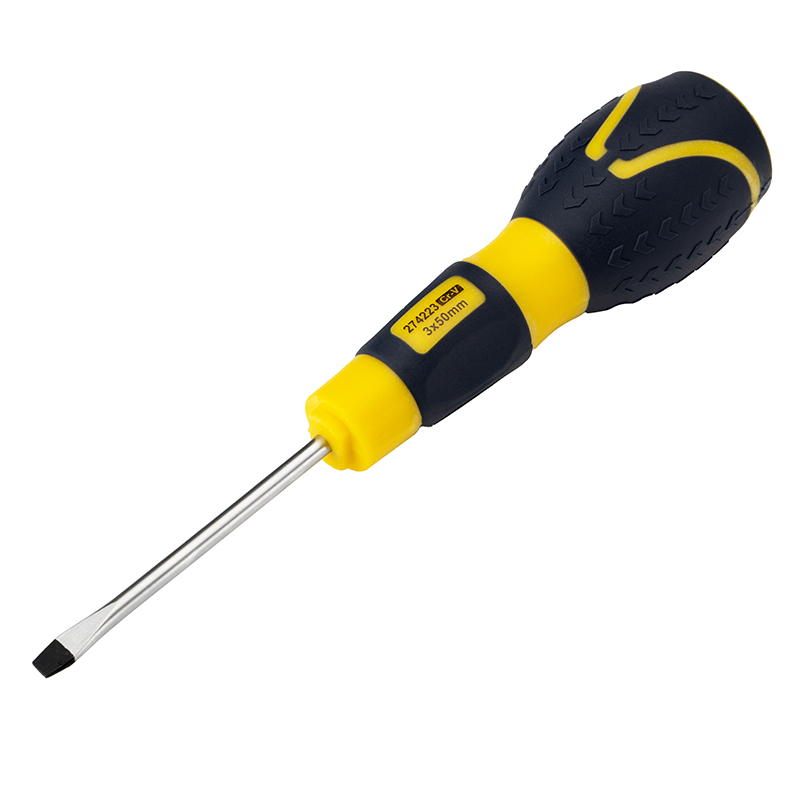 Great Wall Torpedo-shaped Cr-V Steel Durable Rubber Handle Slotted Screwdriver