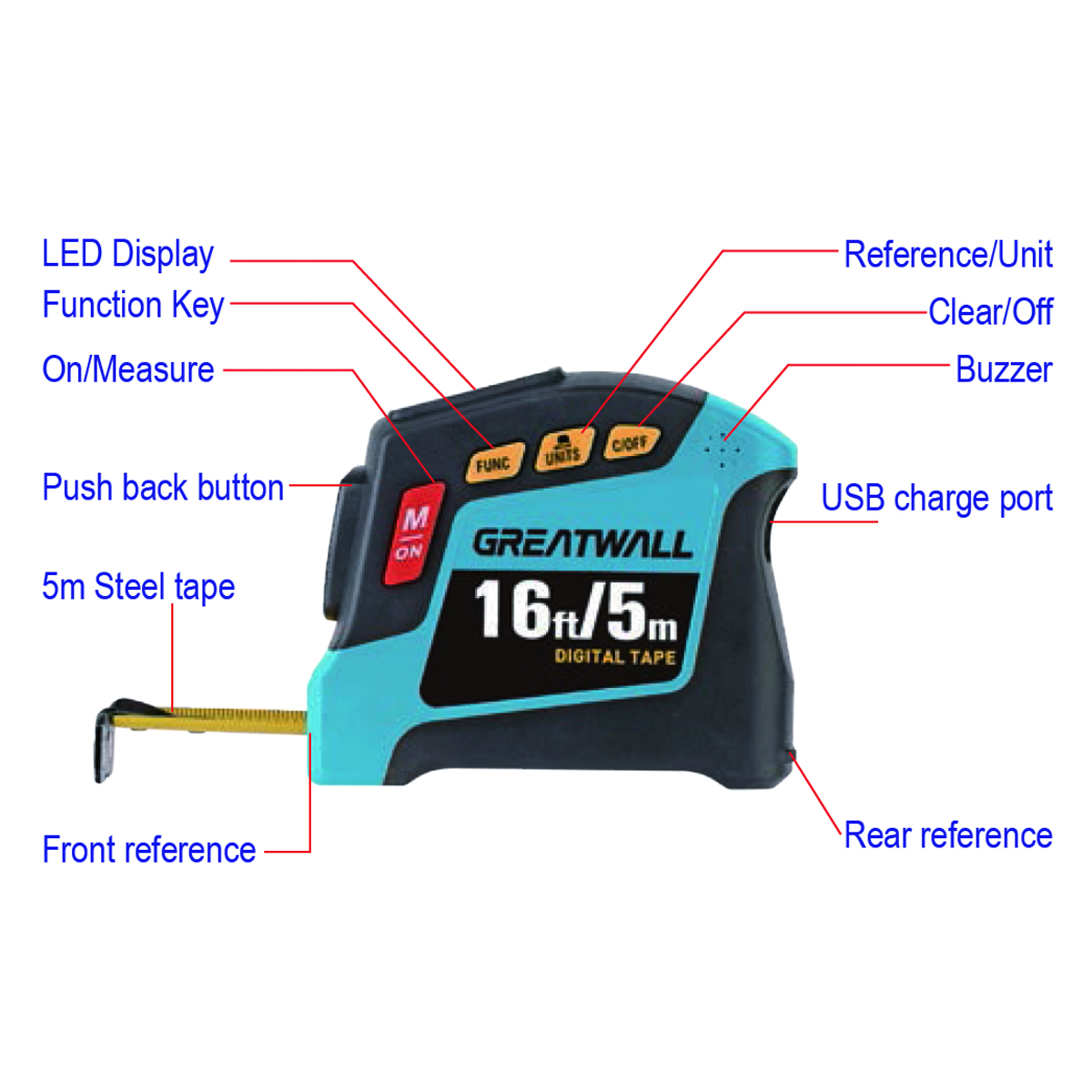 Steel Tape Measure Series D50 With Digital Display